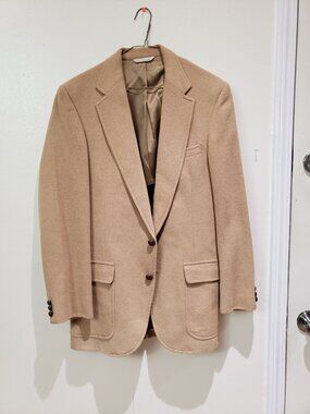 PBM men's tan, 100% camel hair, lined blazer, sports jacket, size approx large